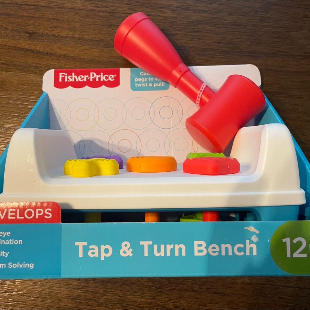 BRAND NEW Fisher-Price Tap & Turn Bench Pretend Tools 2-Sided Toy 12+ months